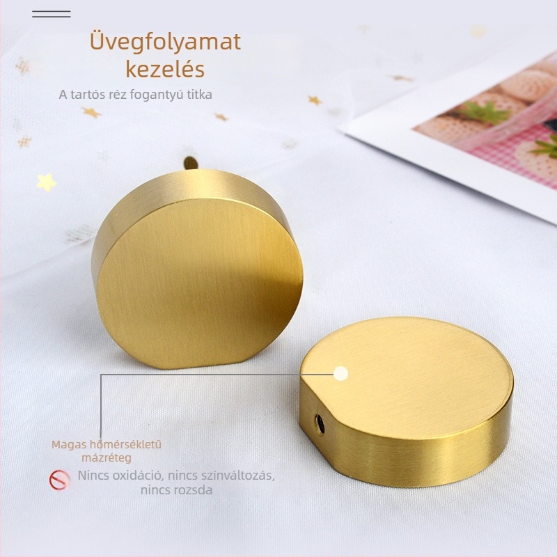 Tiszta rézből készült szekrényfogantyú, egylyukú ajtóhoz, boros szekrényhez, arany színű, nordic modern minimalist stílus