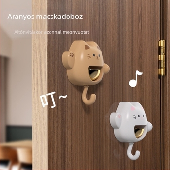 Mágneses macskás ajtócsengő dekoráció — aranyos rajzfilmszerű dizájn, modern egyetlen kampó
