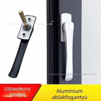 Alumínium ajtó- és ablakkezelő, kard alakú ultra vékony kivitel, casement és kétszárnyú ablakokhoz, összecsukható sík fogó