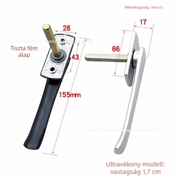 Alumínium ajtó- és ablakkezelő, kard alakú ultra vékony kivitel, casement és kétszárnyú ablakokhoz, összecsukható sík fogó