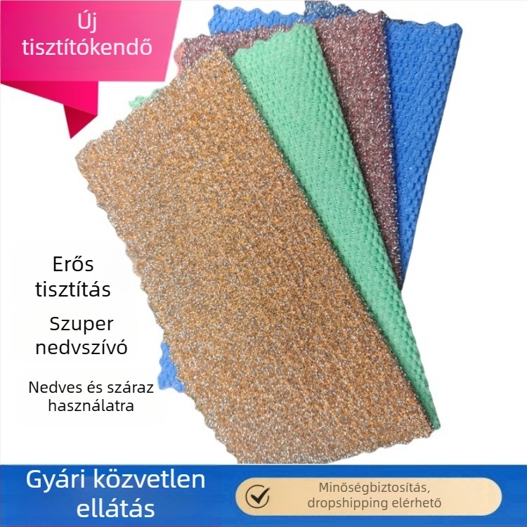 Edényekhez való törlőkendő mikrorostos szemcsékkel, nedvszívó, szöszmentes, olaj- és szennyeződés eltávolítására a konyhában.