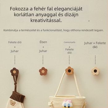 Kikuchi Bükkfa falra szerelhető kampó – ragasztós rögzítés fúrás nélkül, 15 kg teherbírás, egyetlen kampó, kiváló minőségű tömörfa