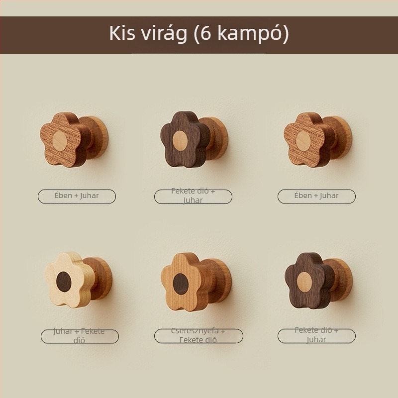 Kikuchi Bükkfa falra szerelhető kampó – ragasztós rögzítés fúrás nélkül, 15 kg teherbírás, egyetlen kampó, kiváló minőségű tömörfa