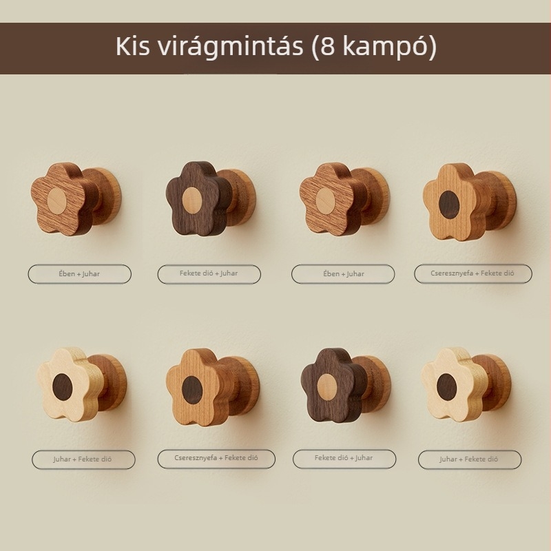 Kikuchi Bükkfa falra szerelhető kampó – ragasztós rögzítés fúrás nélkül, 15 kg teherbírás, egyetlen kampó, kiváló minőségű tömörfa