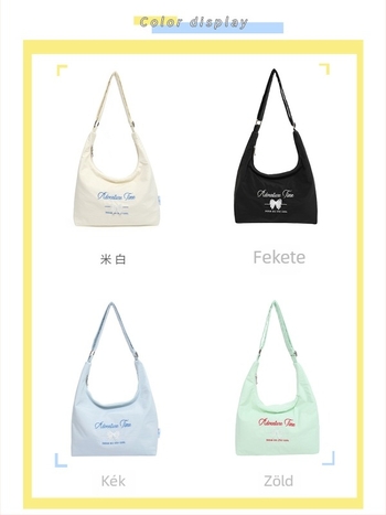 Női vászontáska keresztpánttal, koreai niche stílus, nagy kapacitású tote