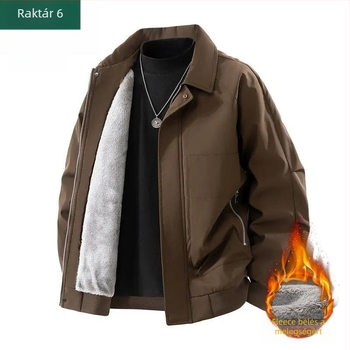 Férfi amerikai stílusú kabát, modern, fleece bélés, szélálló, cipzáros, téli viselet