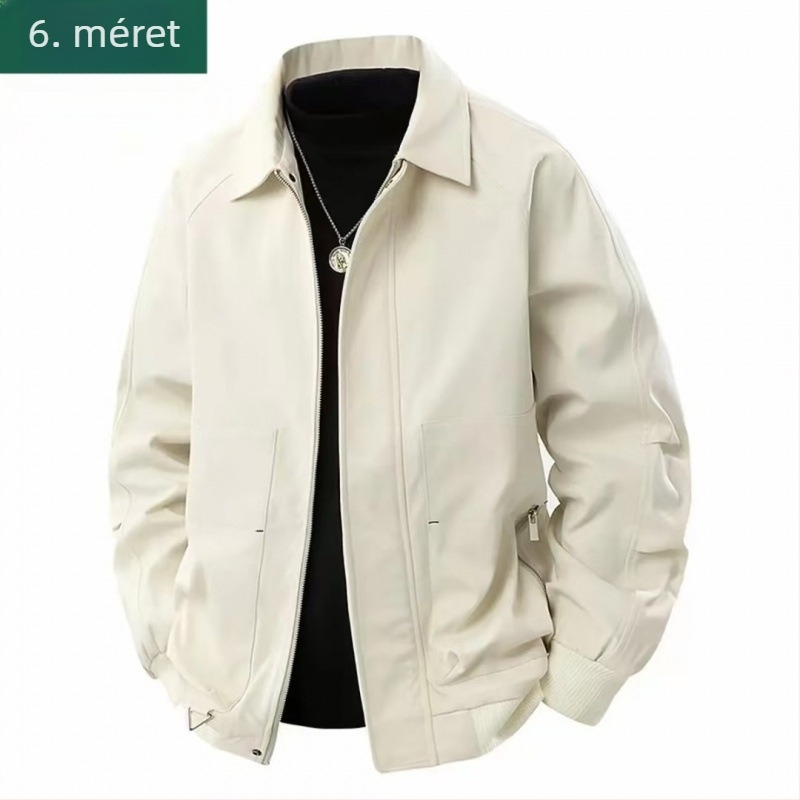 Férfi amerikai stílusú kabát, modern, fleece bélés, szélálló, cipzáros, téli viselet