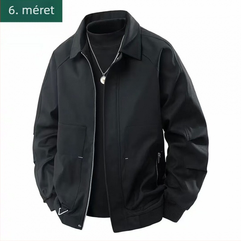 Férfi amerikai stílusú kabát, modern, fleece bélés, szélálló, cipzáros, téli viselet