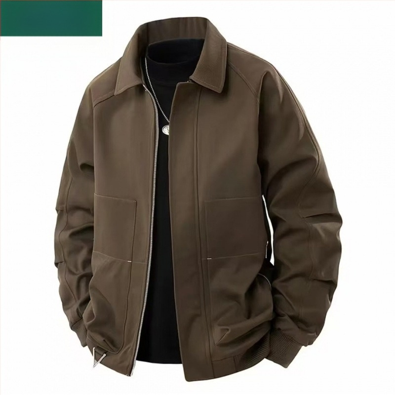 Férfi amerikai stílusú kabát, modern, fleece bélés, szélálló, cipzáros, téli viselet