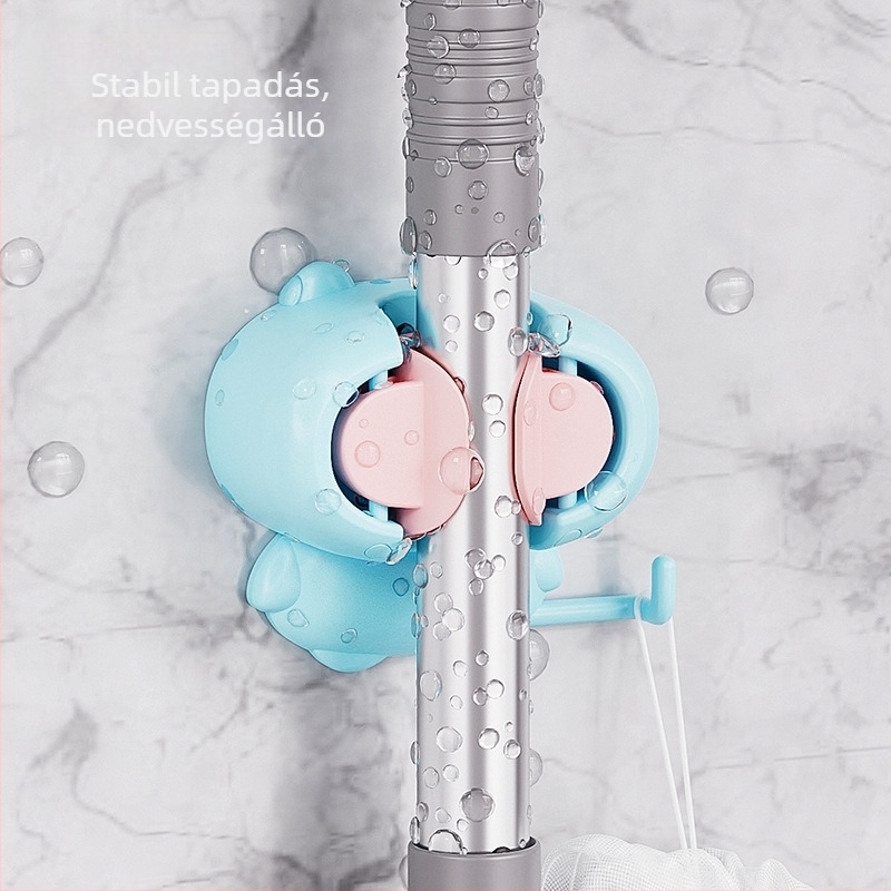 Space Cat mopklipsz, fúrás nélküli falra szerelhető, kampó a seprűhöz és mophoz, ABS anyag, aranyos rajzfilm design, terhelhetőség 5 kg