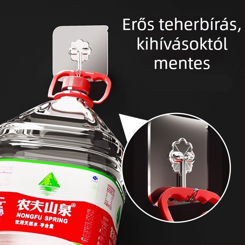 Fali akasztó ragasztóval, átlátszó vákuumos kampó ruháknak, teherbírás 15 kg-ig