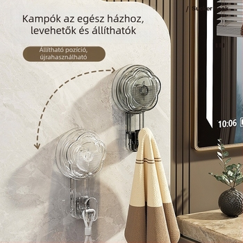 Könnyű luxus erős szívókampó fúrás nélkül fürdőszobához – falra és ajtóra, törölközőknek
