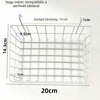 Kovácsoltvas perforált paneles függőkosár – tárolókosár