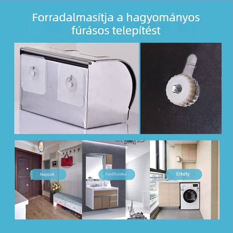 Fúrás nélküli falikampó erős ragasztóval, átlátszó, konyha és fürdőszoba használatra, terhelhetőség 10 kg-ig