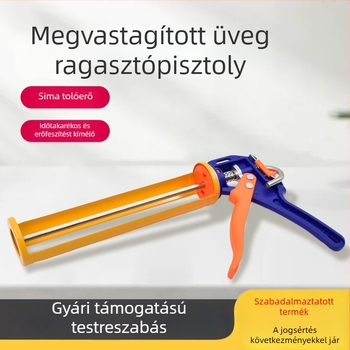 Üveglipipisztoly, patentolt önzáró mortise‑tenon szerkezettel, munkaerő-megtakarító kivitel, automatikus ragasztás-megszakítás