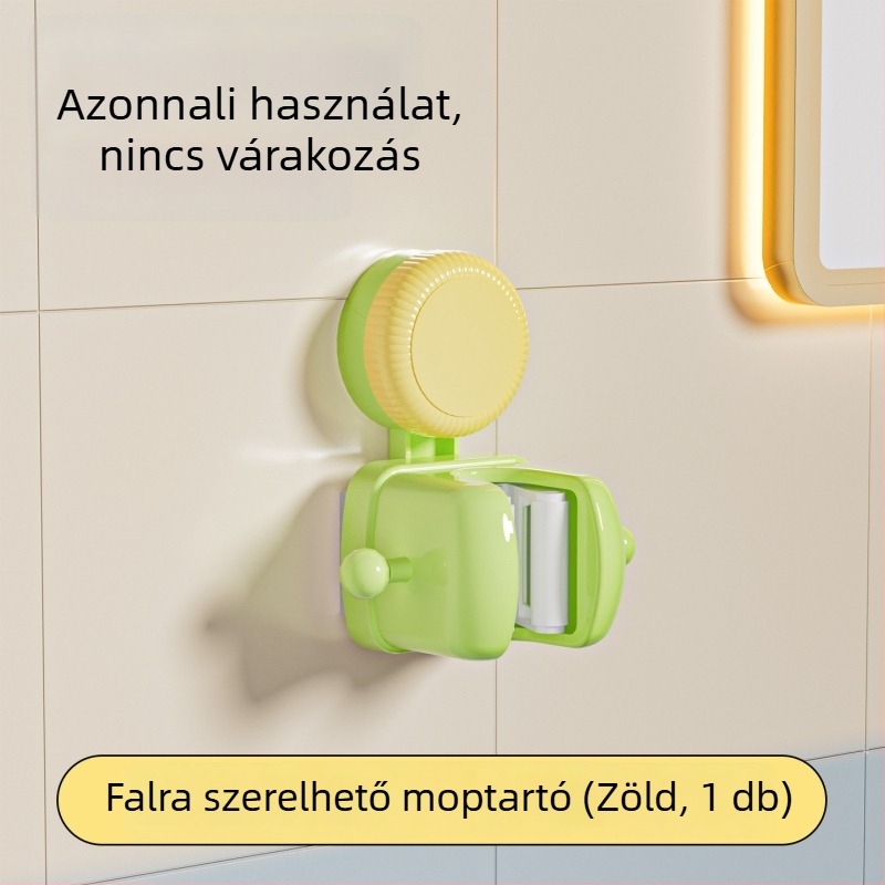 Szívócsésze mop tartó, falra szerelhető, fúrás nélkül, seprűakasztó és tároló rendező, dizájn színblokkokkal