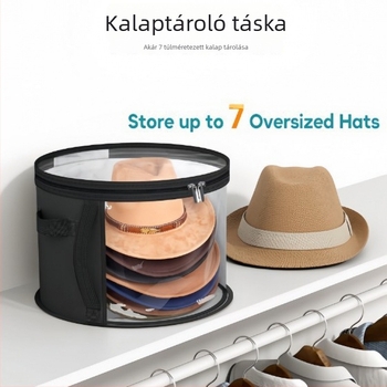 Cilindrikus tárolótáska kalapokhoz és ruhákhoz, összecsukható, nem szövött anyagból, utazáshoz