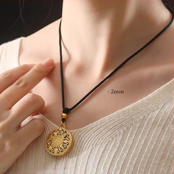 Minimalista medál zsinór aranyozott nyolc kincses iránytű medállal, állítható vékony vagy vastag zsinórral, jáde medállal és Buddha-amulettel