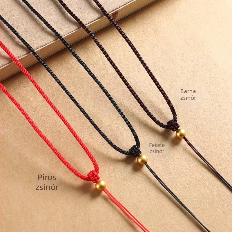 Minimalista medál zsinór aranyozott nyolc kincses iránytű medállal, állítható vékony vagy vastag zsinórral, jáde medállal és Buddha-amulettel