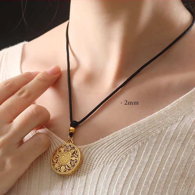 Minimalista medál zsinór aranyozott nyolc kincses iránytű medállal, állítható vékony vagy vastag zsinórral, jáde medállal és Buddha-amulettel