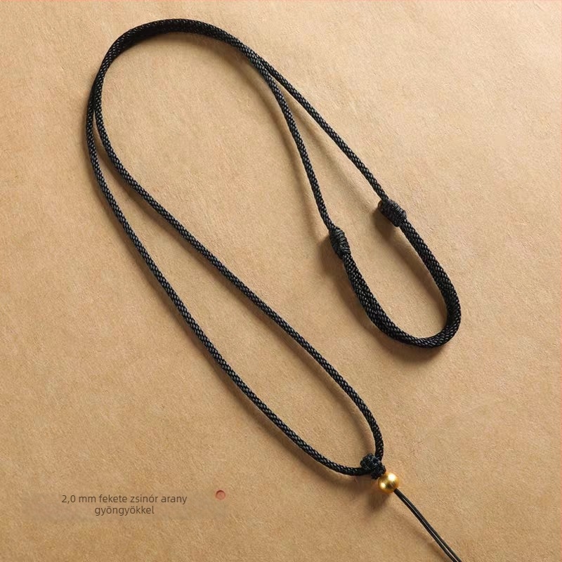 Minimalista medál zsinór aranyozott nyolc kincses iránytű medállal, állítható vékony vagy vastag zsinórral, jáde medállal és Buddha-amulettel