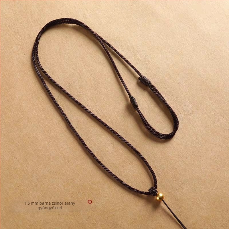 Minimalista medál zsinór aranyozott nyolc kincses iránytű medállal, állítható vékony vagy vastag zsinórral, jáde medállal és Buddha-amulettel