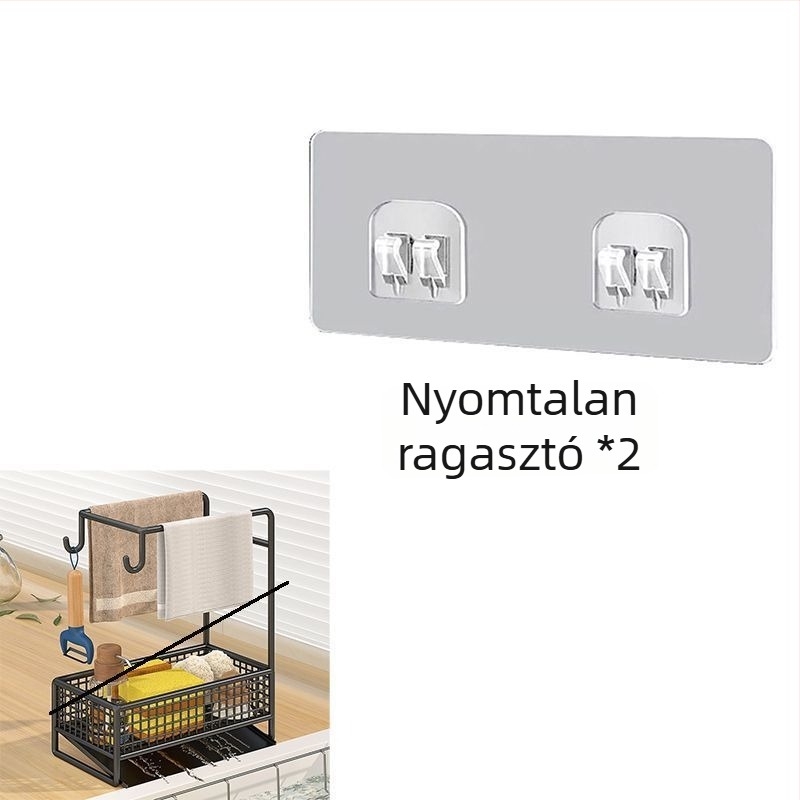 Fúrás nélküli mosogató szervező a konyhához — törölközők, szivacs és edények lefolyópolccal