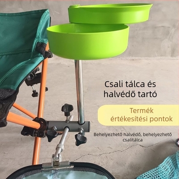 Univerzális etetőtál tartó horgász székre, botklipsz és etetődoboz tartó