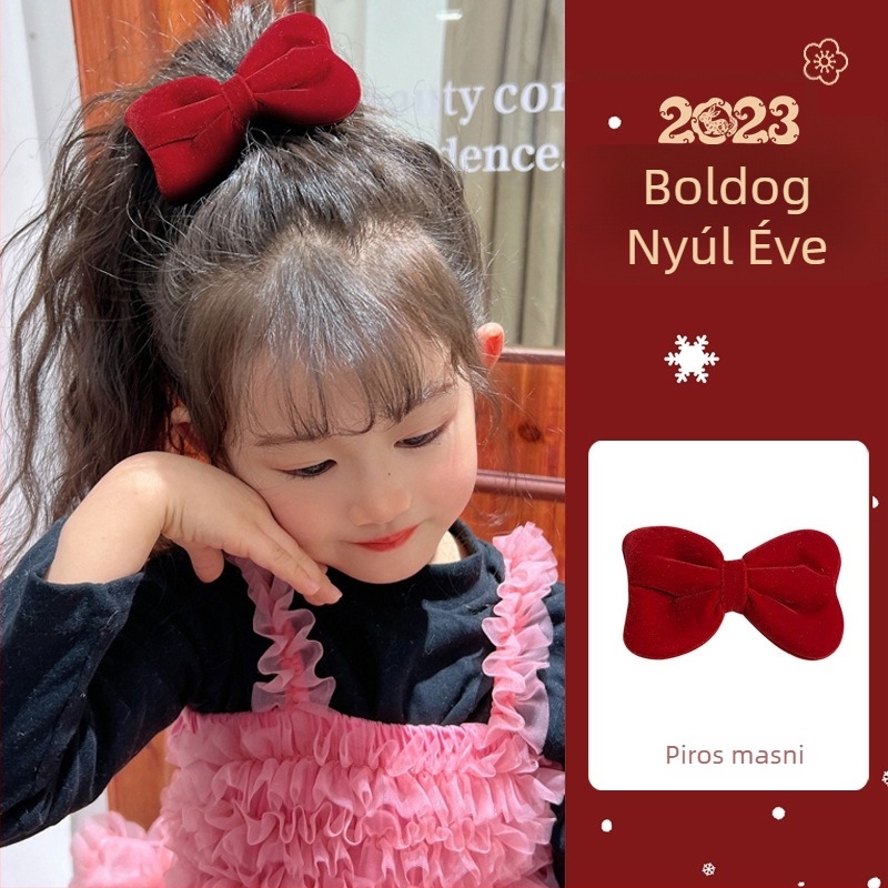 Piros masnis hajcsat gyerekeknek – újévi hajdísz