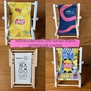 Összecsukható fa telefon-tartó, aranyos tengerparti szék formájú, mini asztali dekoráció és fotórekvizit