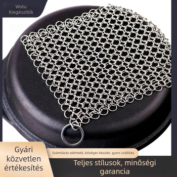 Wotu négyszögletes rozsdamentes acél edényecset, tisztítós háló és helyettesítő acélszál-golyó