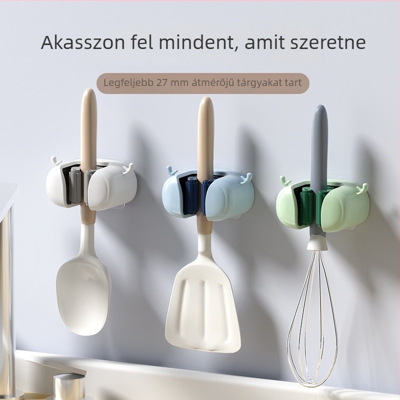 Szarvas alakú felmosóklip – erős, teherbíró, perforáció nélküli, falra szerelhető fürdőszobai akasztó