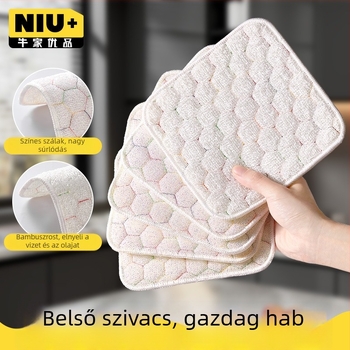 Színes, kétoldalas bambuszrostból készült edénytörlő kendő, nedvszívó, olajálló és foltálló, konyhai használatra