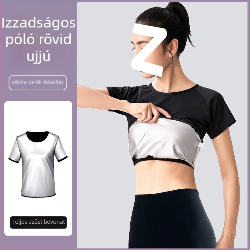 Női izzadásos fitnesz szett – Fokozott zsírégető verzió, felső és nadrág a haskontrollal