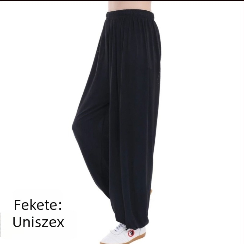 Tai Chi Ice Silk nadrág edzésre, uniszex, nagy méret, lantern-stílusú, Tai Chi ruházat tavasz–nyár.