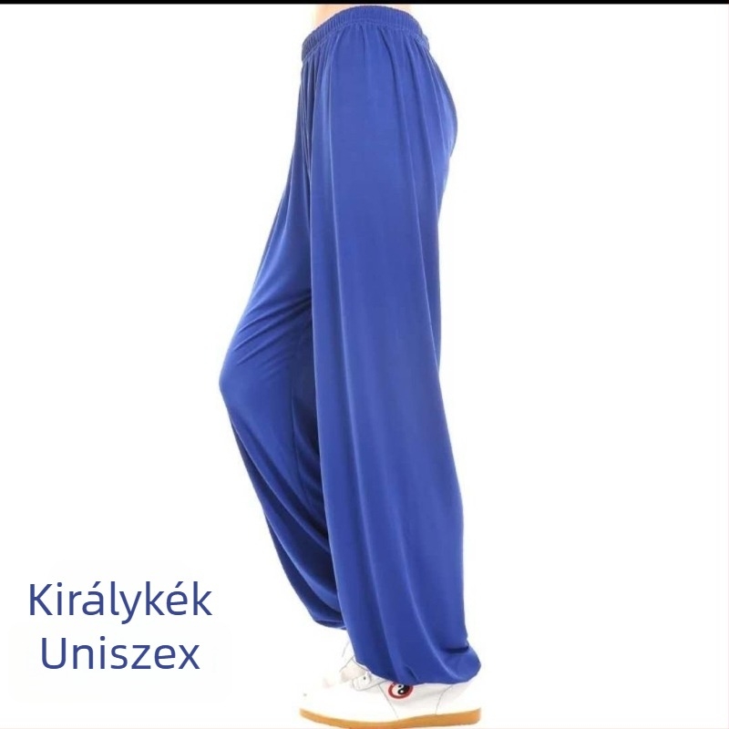 Tai Chi Ice Silk nadrág edzésre, uniszex, nagy méret, lantern-stílusú, Tai Chi ruházat tavasz–nyár.