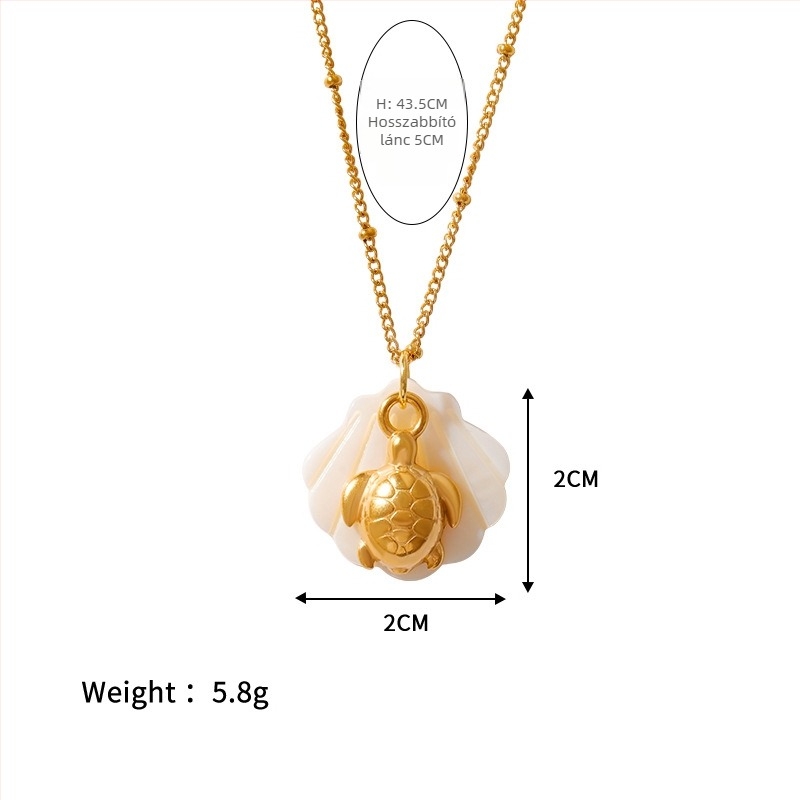 Rozsdamentes acélból készült nyaklánc tengericsillaggal és kagylóval, óceáni stílus, uniszex, 41–50 cm