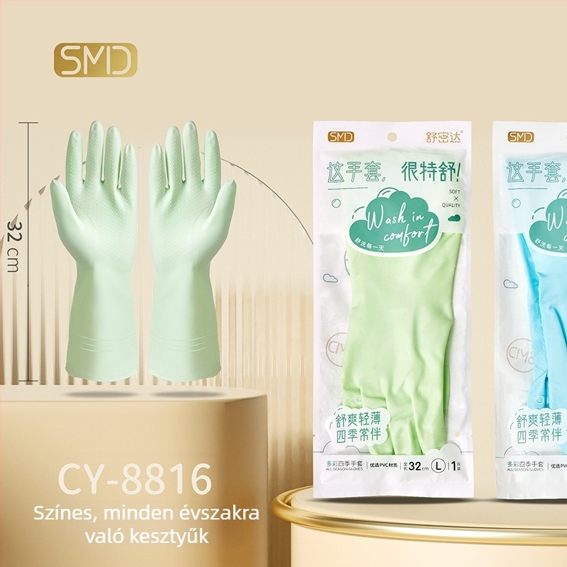 Shumida téli háztartási kesztyű fleece-béléses, latex vízálló, vastag, tartós, elasztikus csuklópánttal