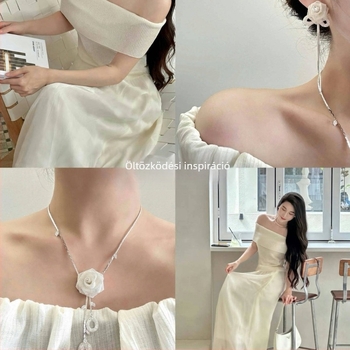 Libei Liying Új Francia Stílusú Elegáns Romantikus Rózsa Virág Fülbevaló és Nyaklánc Szett