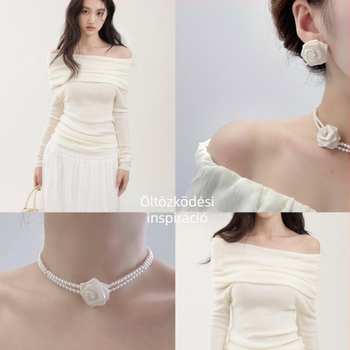 Libei Liying Új Francia Stílusú Elegáns Romantikus Rózsa Virág Fülbevaló és Nyaklánc Szett
