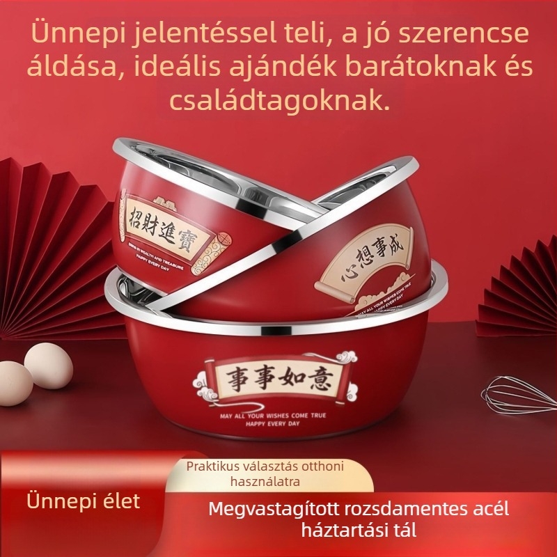 Rozsdamentes acél konyhai mosóedény, élelmiszer-minőségű, mélyített és vastagodott, többfunkciós leveshez, rizshez, olajhoz és zöldségek mosásához, ünnepi dizájn