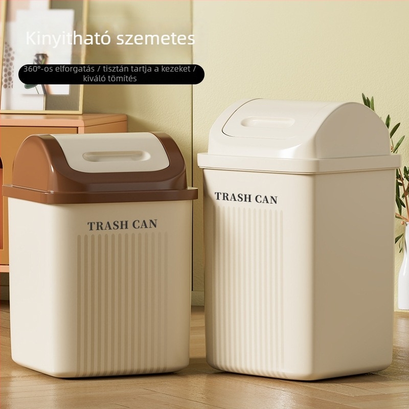 Fürdőszobai kuka kilengő fedéllel, nagy kapacitású, 12 L+, otthoni használatra (konyha, nappali)