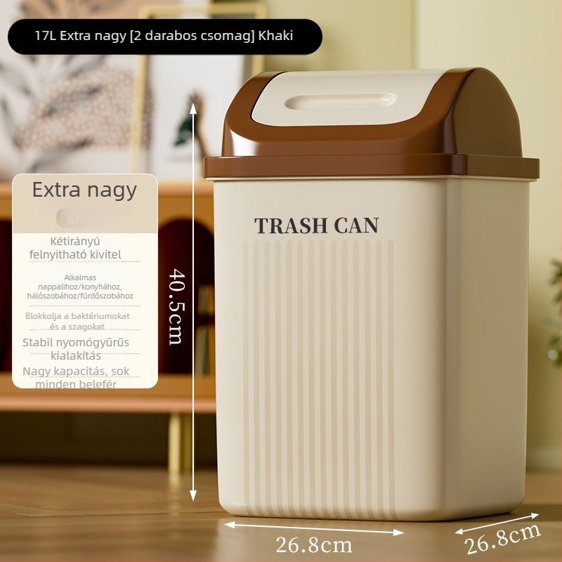 Fürdőszobai kuka kilengő fedéllel, nagy kapacitású, 12 L+, otthoni használatra (konyha, nappali)