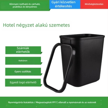 Műanyag négyzet alakú szemetes otthoni és konyhai felhasználásra, 8 L, fedél nélküli