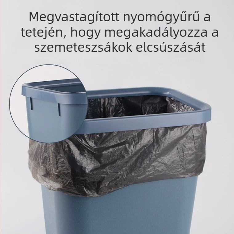Műanyag négyzet alakú szemetes otthoni és konyhai felhasználásra, 8 L, fedél nélküli