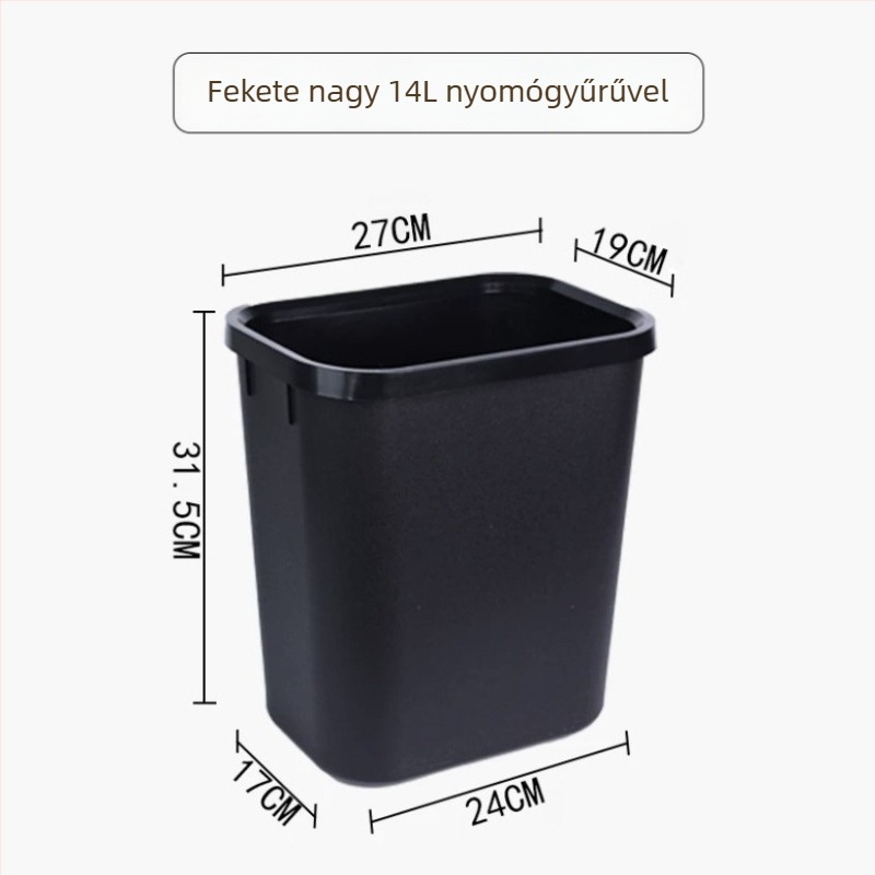Műanyag négyzet alakú szemetes otthoni és konyhai felhasználásra, 8 L, fedél nélküli