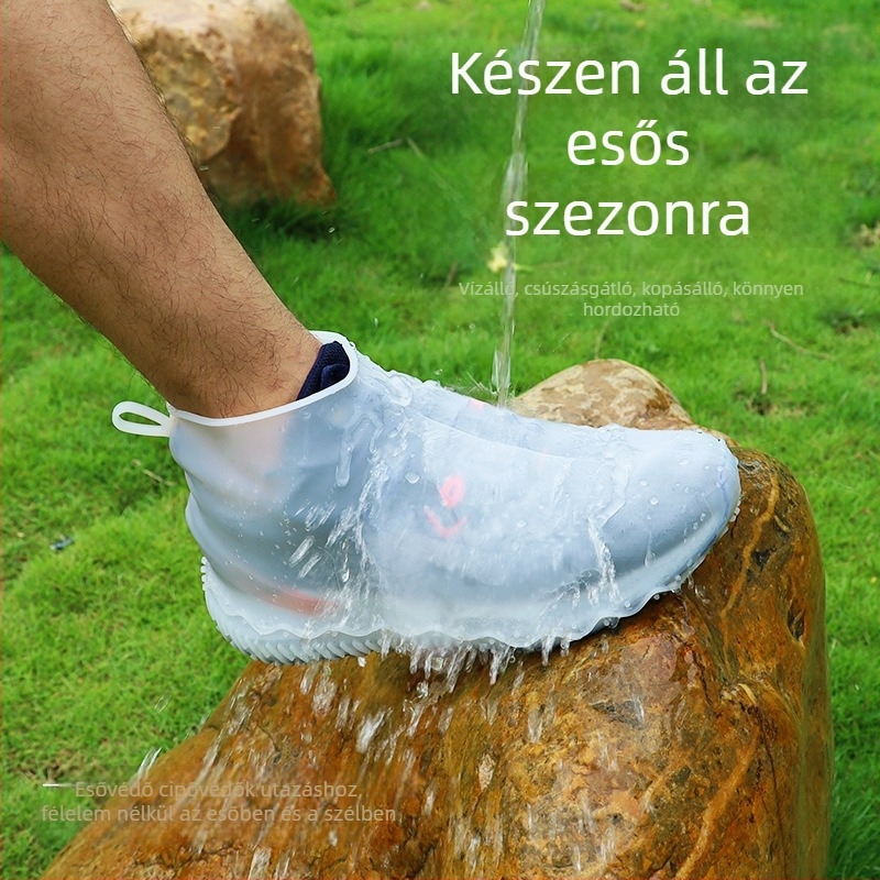 Szilikon esőpapucs fedők felnőtteknek és gyerekeknek, vastagított, vízálló, csúszásmentes, hordozható, rugalmas
