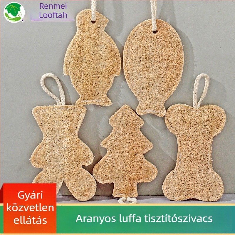 Rajzfilmszerű zöld luffa edénytisztító ecset, konyhai tisztítás, olajmentes mosóruha, dupla rétegű luffa pép edényekhez