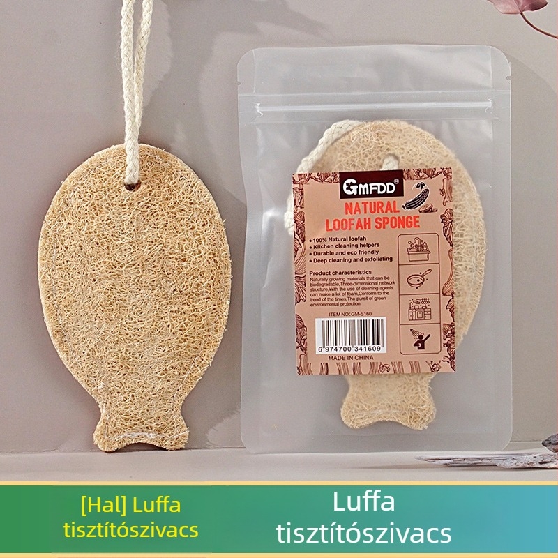 Rajzfilmszerű zöld luffa edénytisztító ecset, konyhai tisztítás, olajmentes mosóruha, dupla rétegű luffa pép edényekhez