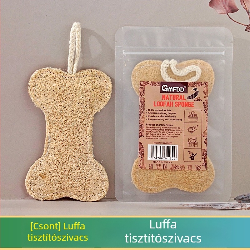 Rajzfilmszerű zöld luffa edénytisztító ecset, konyhai tisztítás, olajmentes mosóruha, dupla rétegű luffa pép edényekhez